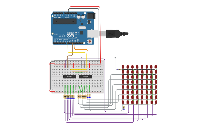 Circuit design Debug 8x8 LED Matrix v2.0 - Tinkercad