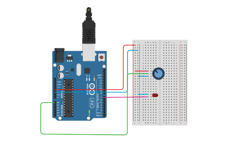 Circuit design Potenciómetro - Tinkercad