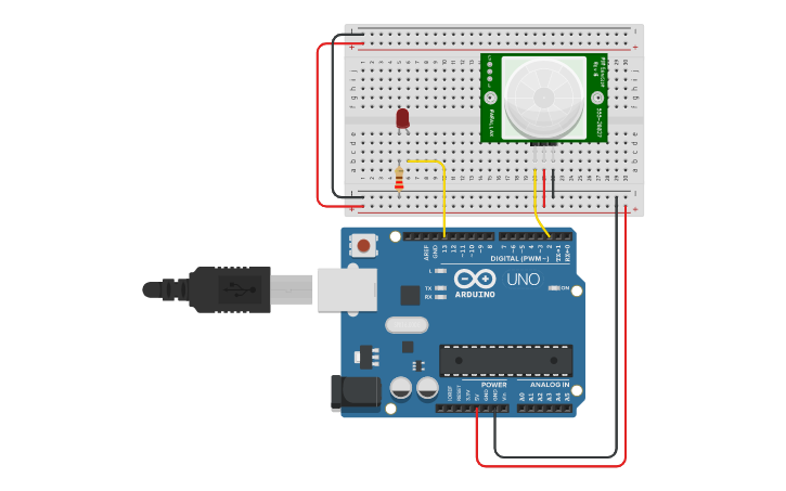 Circuit design PIR Sensor | Tinkercad