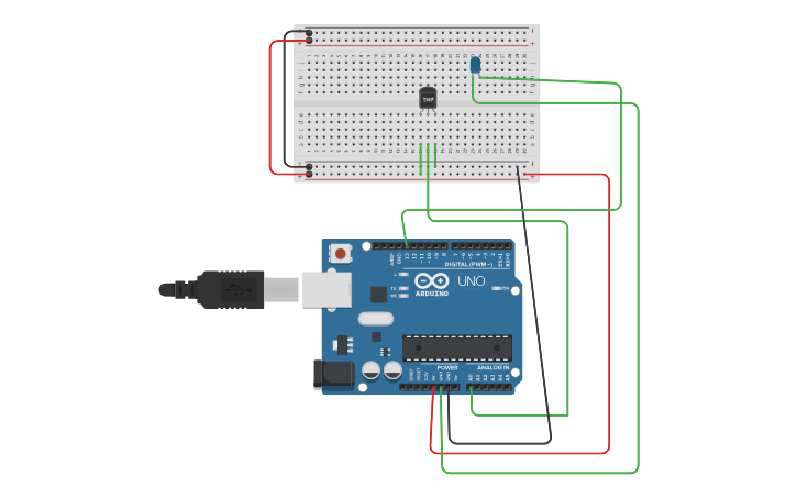 Circuit design temp sensor - Tinkercad