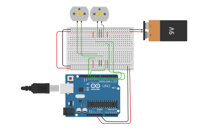 Circuit design Robot movil - Tinkercad