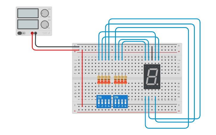 Circuit design 7 segment display - Tinkercad