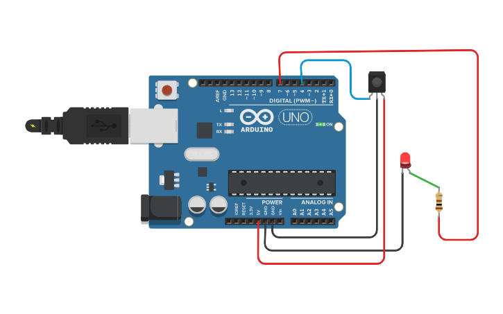 Circuit design LED control using IR - Tinkercad