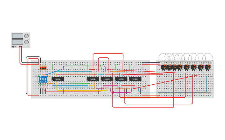 Circuit design Implement 3 to 8 decoder using 1 to 2 Decoder - Tinkercad