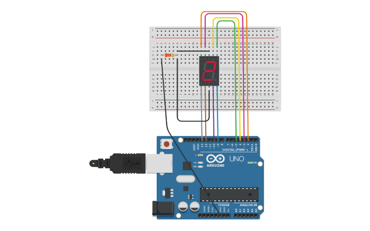 Circuit design 7segmento | Tinkercad