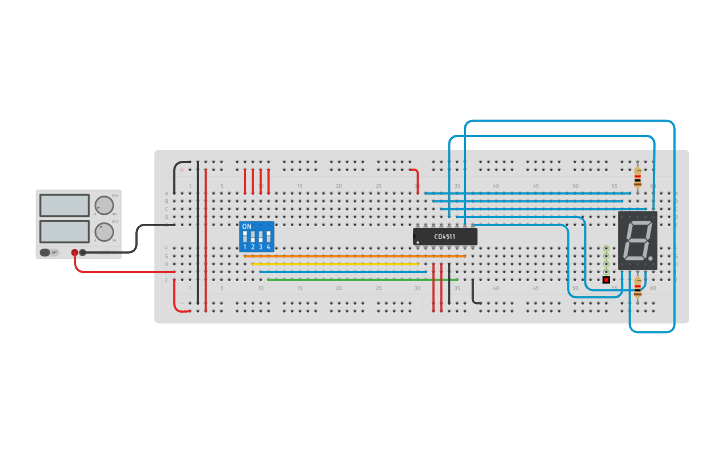Circuit design 7 segment - Tinkercad
