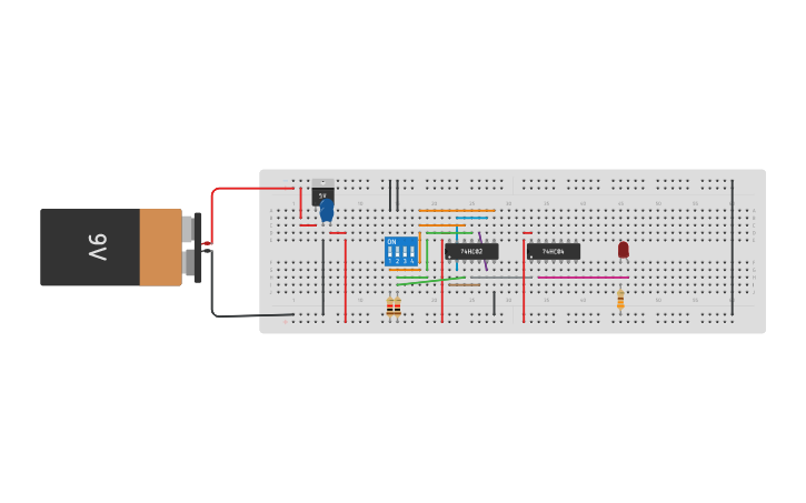 Circuit design XOR usando NOR y NOT | Tinkercad