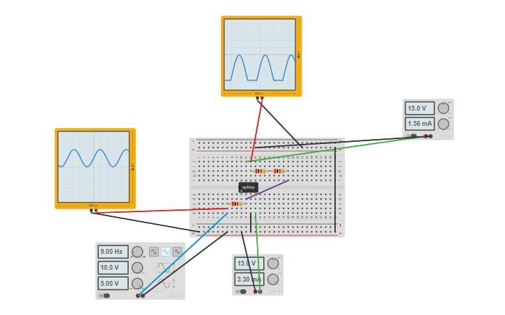 Circuit design AMP OP INVERSOR | Tinkercad