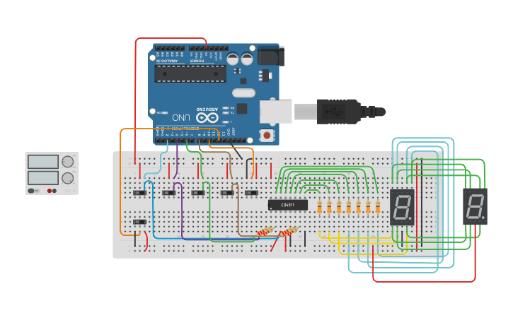 Circuit design 7segment - Tinkercad