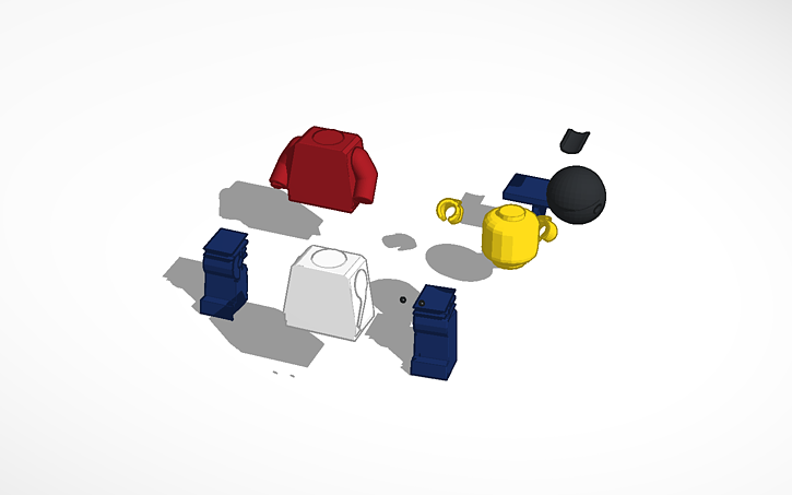 3D design LEGO minifigure exploded view - Tinkercad