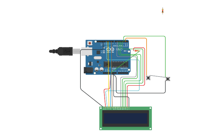 Circuit design Arduino jump game - Tinkercad