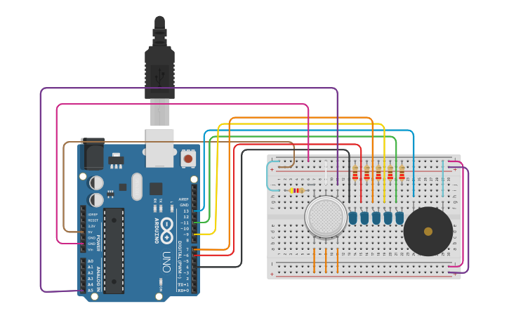 Circuit design arduino trabajo sensor | Tinkercad