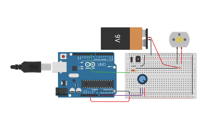 Circuit design MOTOR DC - Tinkercad