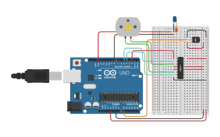 Sensor Suhu Dengan Motor Dc Tinkercad