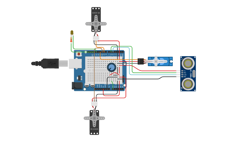 Circuit design 8. Robot ultrasonido - Tinkercad