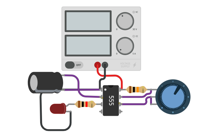Circuit design 555 IC Flasher Circuit - Tinkercad