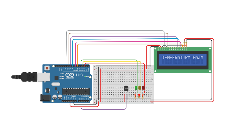 Circuit design Alumnos-Sensor de Temperatura Con Pantalla LCD | Tinkercad