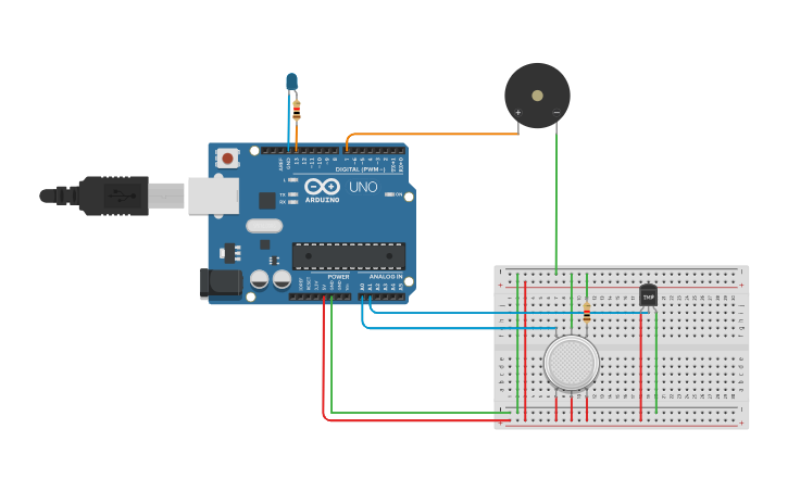 Circuit design Fire Alarm System with temperature and gas sensor ...