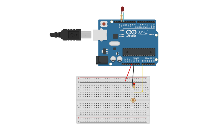 Circuit design T-Time 6: 3.3 Dämmerungsschaltung - Tinkercad