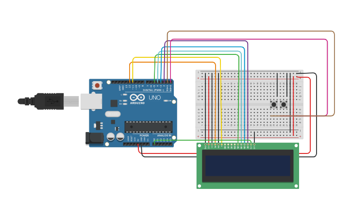 Circuit design Contatore digitale manuale - Tinkercad