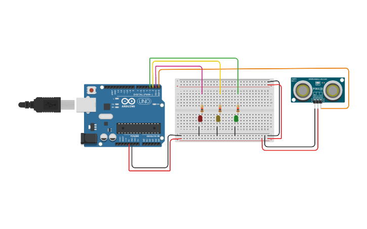 Circuit design Semaforo con sensor tres pines | Tinkercad