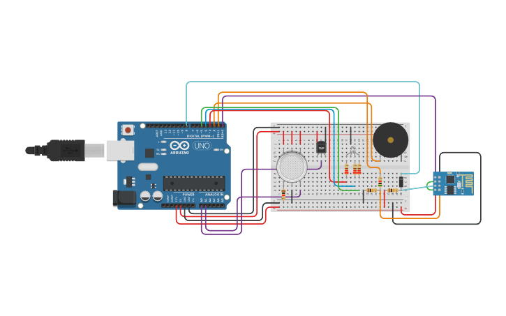 Circuit design Fire Detector - Tinkercad