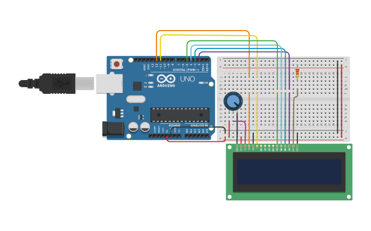 Circuit design LCD-AUTOSCROLL - Tinkercad