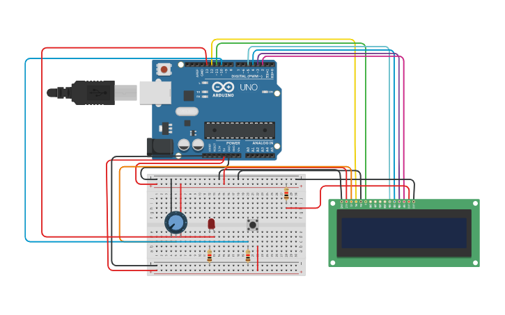 Circuit design Act 1 Working LCD 6x2 | Tinkercad
