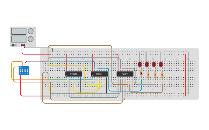 Circuit design 1 X 4 DEMUX | Tinkercad