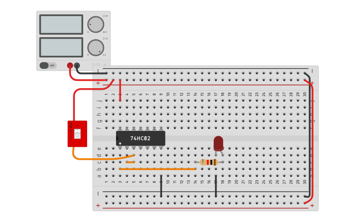 Circuit design NOT GATE USING NOR GATE | Tinkercad