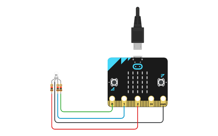 Circuit design LED RGB Microbit - Tinkercad