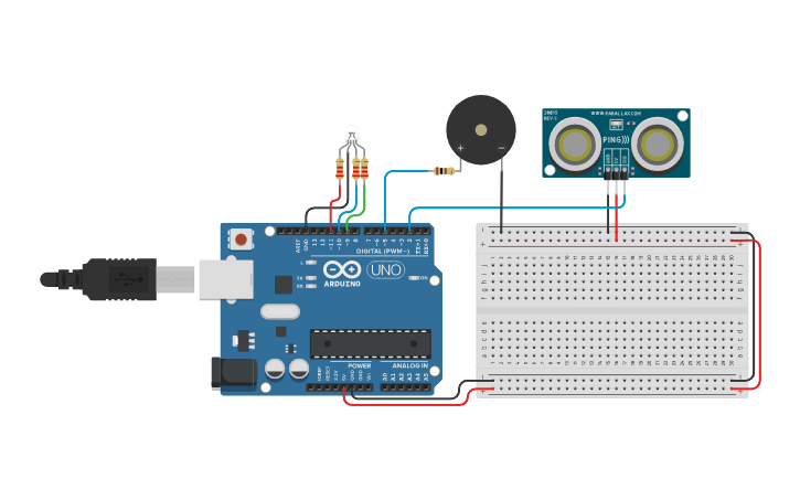 Circuit design PING Sensörü - Tinkercad