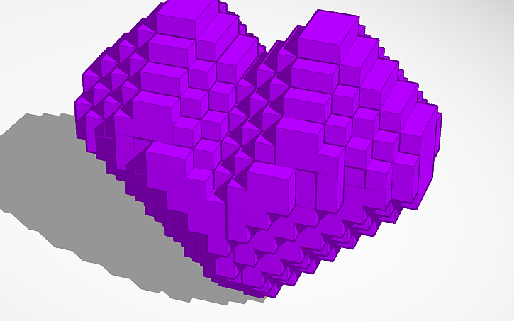 3D design large 8 bit heart - Tinkercad