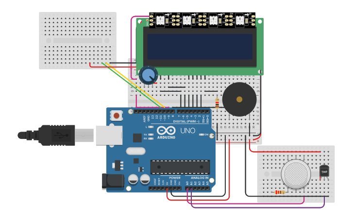 Circuit design FIRE ALARM SYSTEM - Tinkercad
