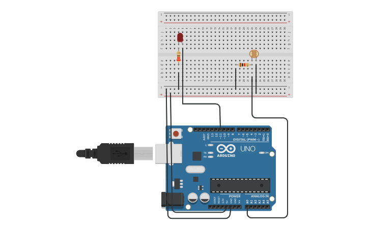 Circuit design Control de luz con un LDR - Tinkercad