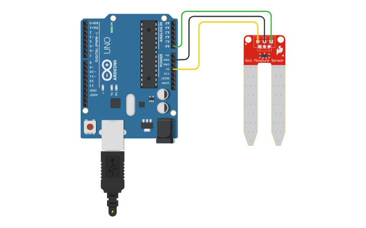 Circuit design MOISTURE SENSOR - Tinkercad