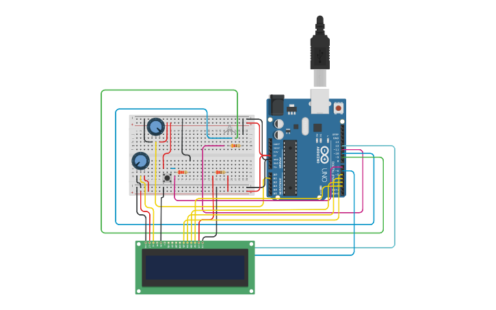 Circuit design Copy of RGB LED control ((Bonus)) + LCD - Tinkercad