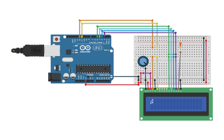 Circuit design Arduino LCD 2 - Tinkercad