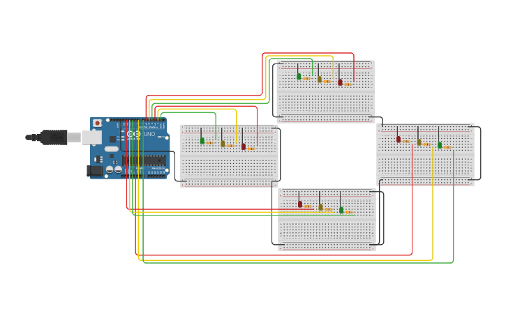 Circuit design Traffic Lights | Tinkercad