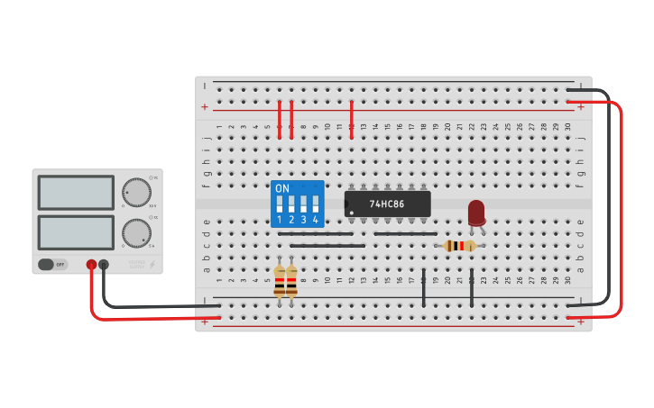 Circuit design XOR GATE | Tinkercad