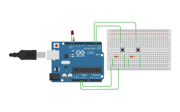 Circuit design Push button - Tinkercad