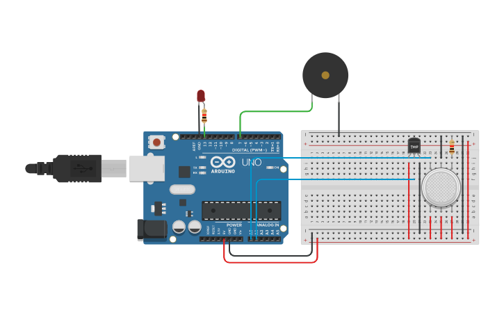Circuit design Fire Alarm - Tinkercad
