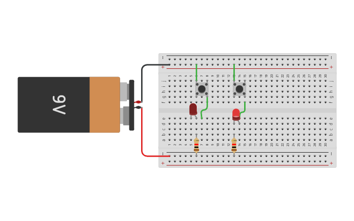 Circuit design LED Circuit with Switch #4 - Tinkercad