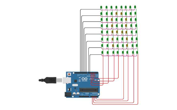 Circuit design 8x8 LED Matrix - Tinkercad