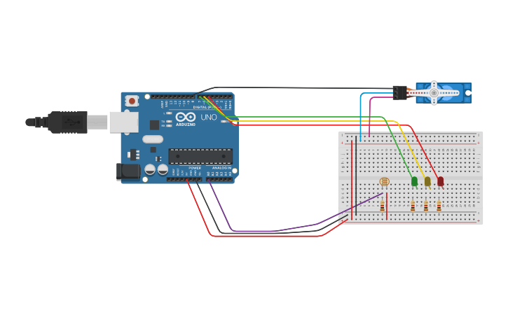 Circuit Design Actuador Servomotor Con Sensor De Luz - Tinkercad