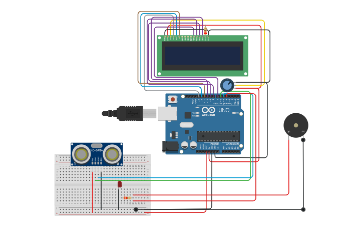 Circuit design Sensor con LCD - Tinkercad