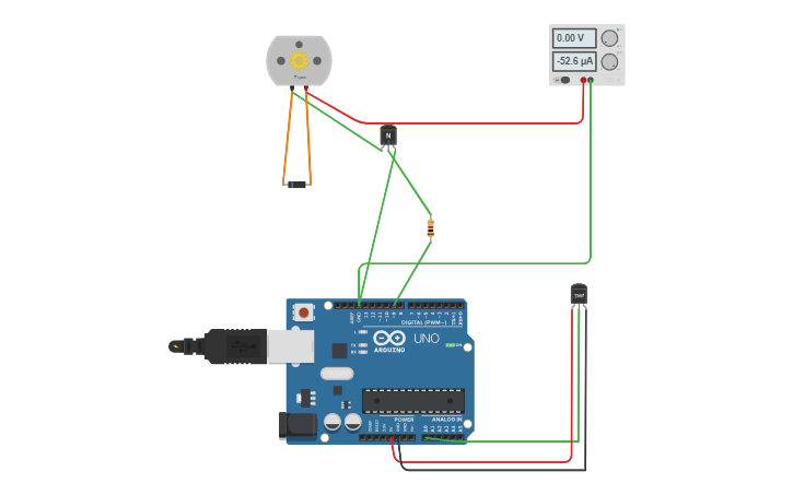 Circuit design Temperature controller ceiling Fan - Tinkercad