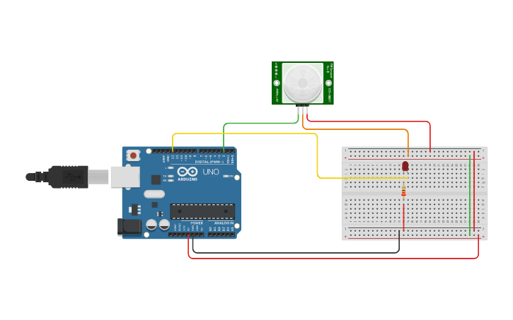 Circuit design PIR SENSOR - Tinkercad
