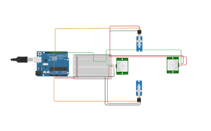 Circuit design pir+servo! - Tinkercad