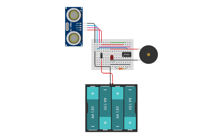 Circuit design ATTiny85 Burglar Alarm | Tinkercad